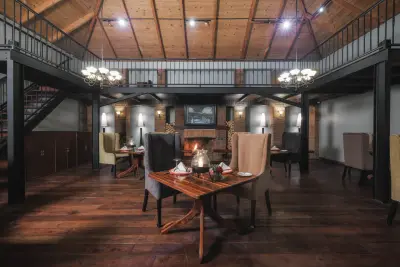 The Plantation Grill dining room & fireplace
