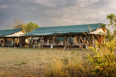 Camp on the edge of the Ndutu plains