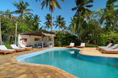 Main swimming pool in the gardens
