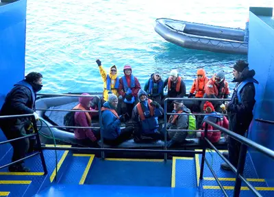 Boarding Zodiacs from the gangway