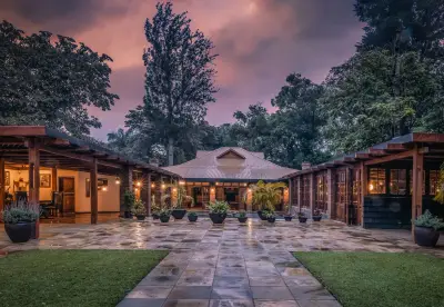 Reception courtyard at dusk