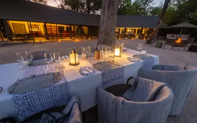 Lantern-lit dinner table