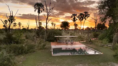Pool overlooking the floodplain at sunset