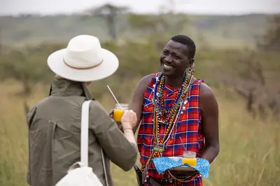 Maasai welcome at camp