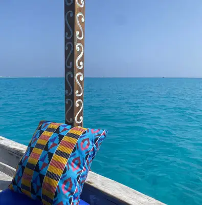 Dhow bow over turquoise water