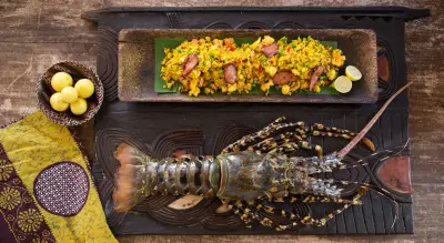 Spiced lobster with chorizo rice