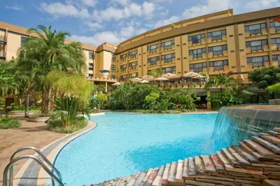 Pool set in tropical gardens