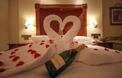Honeymoon turndown with champagne