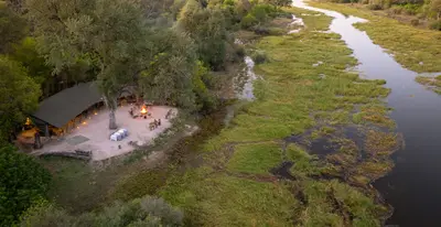 Aerial overview of the camp