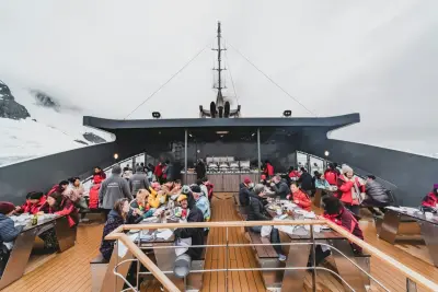 Guests gathered on the bow deck