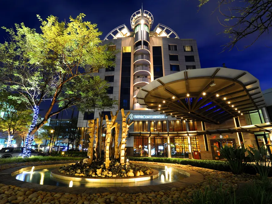 Hotel entrance at night