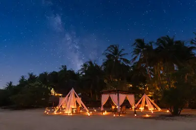 Starlit beach dinner on Utende Beach