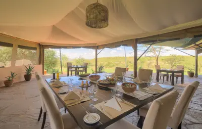 Dining area with views over the plains