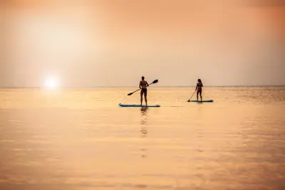 Paddle-boarding at sunset