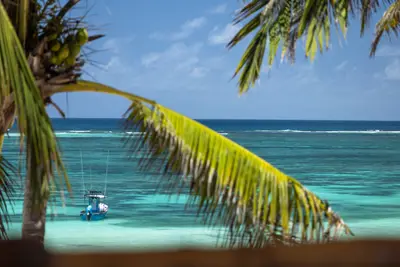 Boat moored off the reef