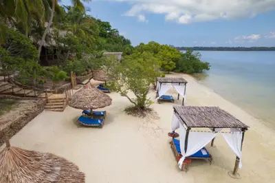 Beach cabanas on Utende Beach