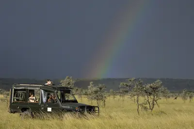 Game drive under a rainbow