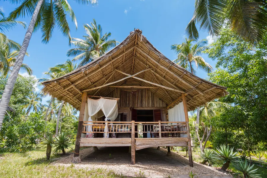 Bahari bungalow on stilts among the palms