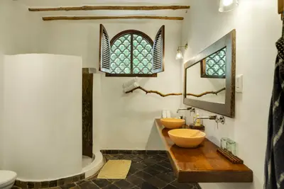 Suite bathroom with walk-in shower