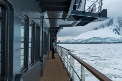 Outer deck promenade with Antarctic view
