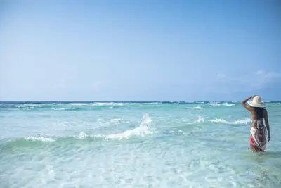 Wading in the clear shallows