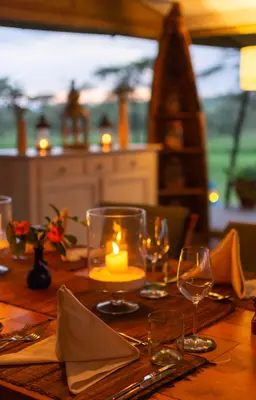 Candlelit dinner setting