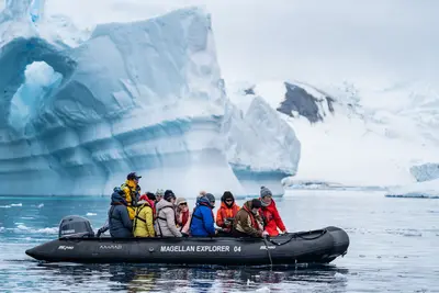 Zodiac cruise from Magellan Explorer among icebergs