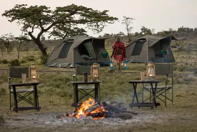 Kicheche wild camp — dome tents & campfire