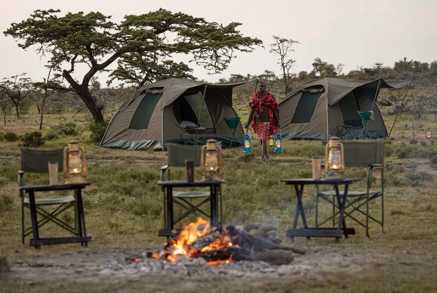 Kicheche wild camp — dome tents & campfire