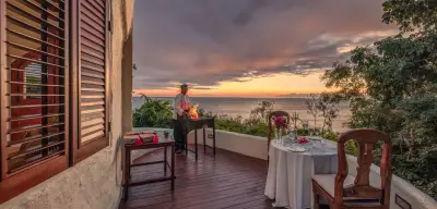 Private chef cooking on the villa terrace