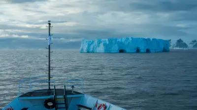 From the bow toward a tabular iceberg