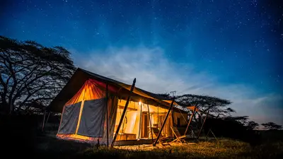 Guest tent at twilight