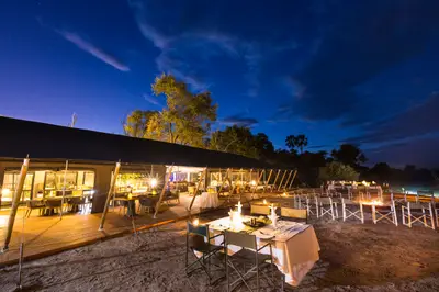 Dinner set outside under the stars