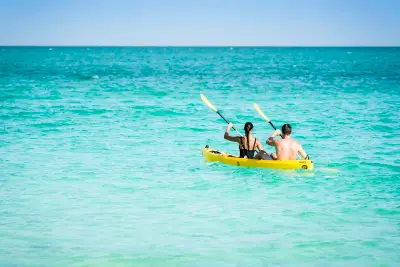 Kayaking in the clear lagoon