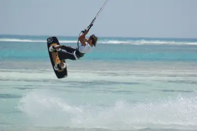 Kitesurfing off Diani