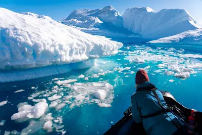 Zodiac cruising among brash ice