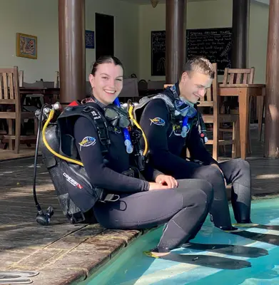 Pool training session at the dive centre