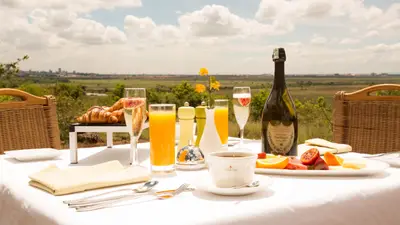 Breakfast on the terrace above the park
