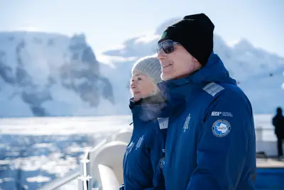Guests on the open deck in Antarctica
