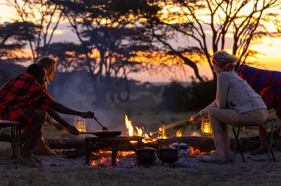 Campfire dinner at the wild camp