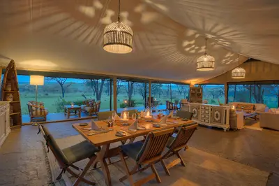 Dining tent at sunset