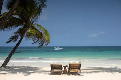 Two loungers facing the Indian Ocean