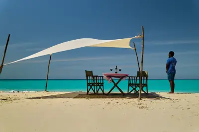 Lunch on a sandbank in the marine park