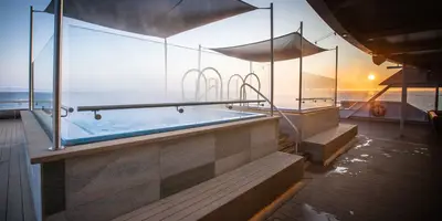 Outdoor hot tubs on the pool deck