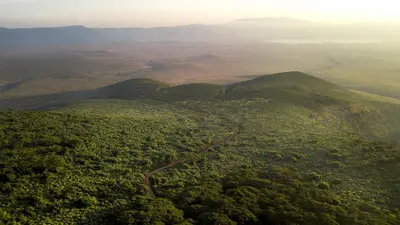 Aerial view of the crater rim & highlands