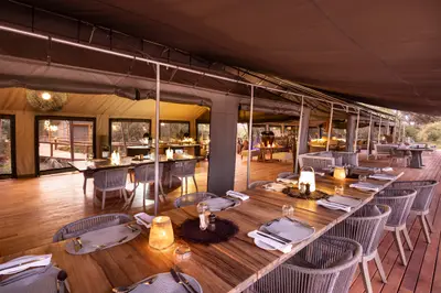 Dining area in the main tent