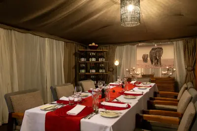 Candlelit dinner in the mess tent