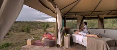 In-tent massage overlooking the valley