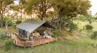 Tent from above at golden hour