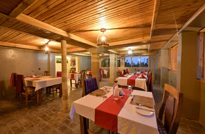 Restaurant set for dinner